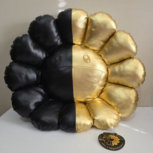 RARE Hikaru x Takashi Murakami Flower Cushion - Black and Gold - 60cm Pillow
